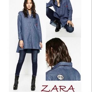 Zara oversized denim shirt